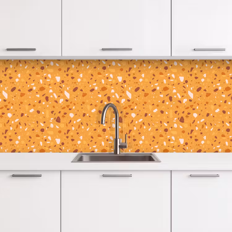 Terrazzo - Patroon - Okergeel keuken achterwand 2 middel 871 -3d