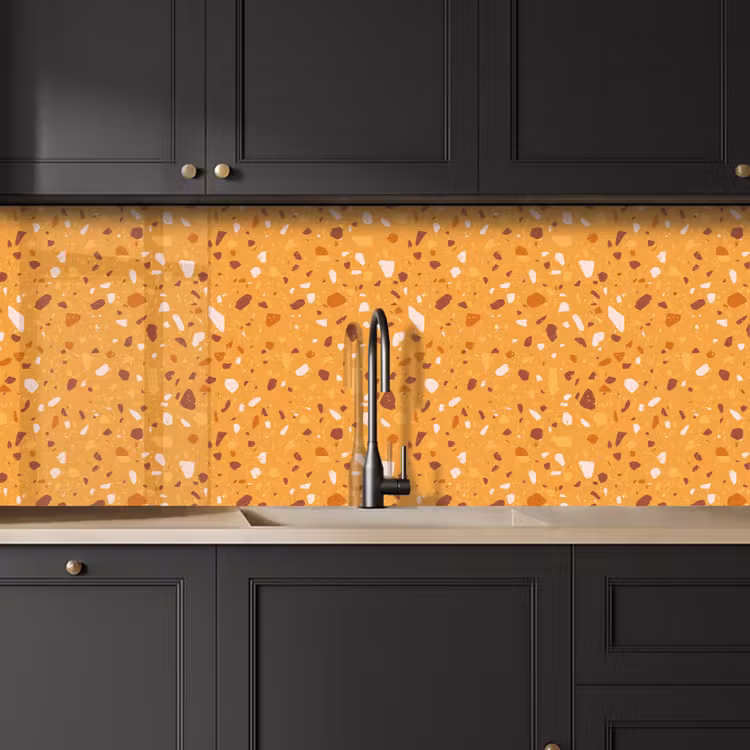 Terrazzo - Patroon - Okergeel keuken achterwand 2 middel 871 -sfeer1
