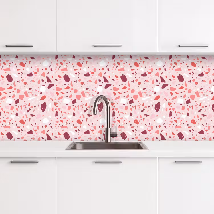 Terrazzo - Patroon - Roze keuken achterwand 2 middel 871 -3d