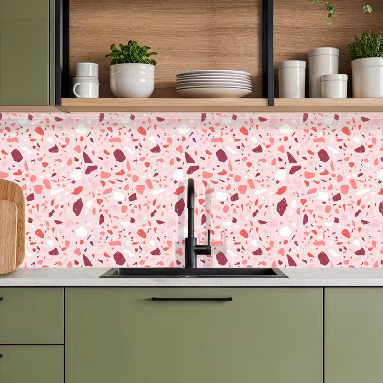 Terrazzo - Patroon - Roze keuken achterwand 2 middel 871 -sfeer3