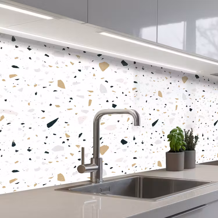 Terrazzo - Patroon - Wit - Neutraal keuken achterwand 2 middel 871 -3d_schuin