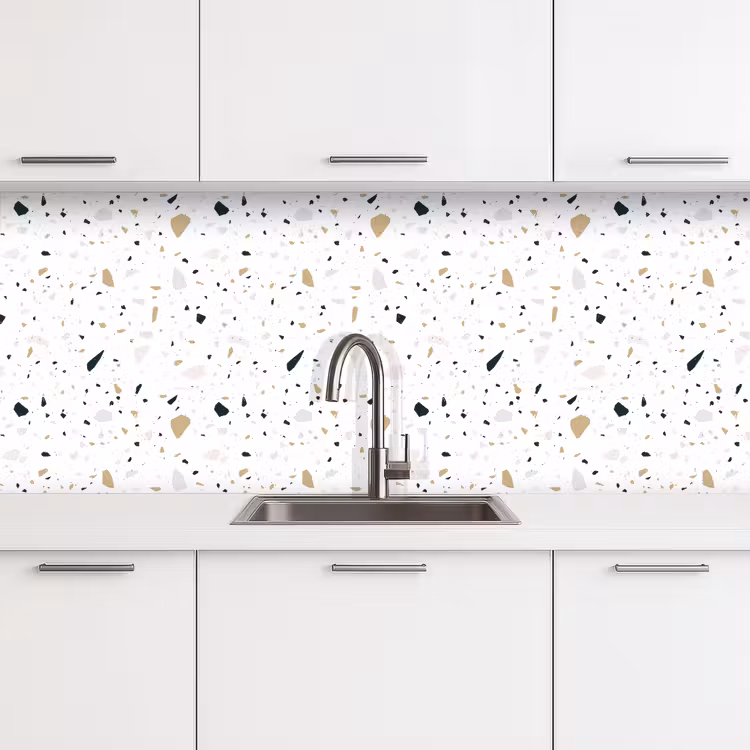 Terrazzo - Patroon - Wit - Neutraal keuken achterwand 2 middel 871 -3d