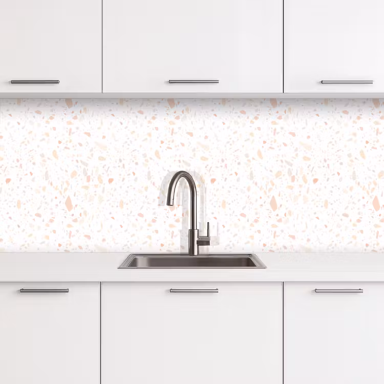 Terrazzo - Patroon - Wit - Perzik keuken achterwand 2 middel 871 -3d