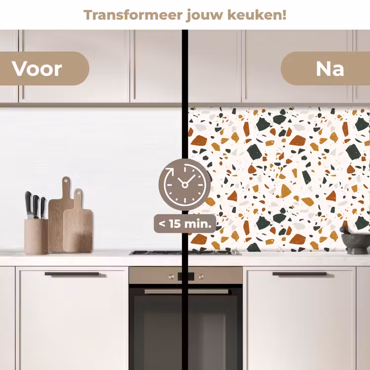 Terrazzo - Patroon - Wit - Terra keuken achterwand 2 middel 871 -voor-na2_NL