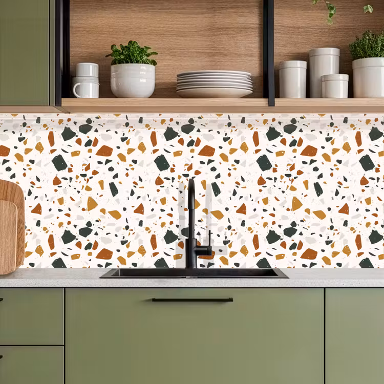 Terrazzo - Patroon - Wit - Terra keuken achterwand 2 middel 871 -sfeer3