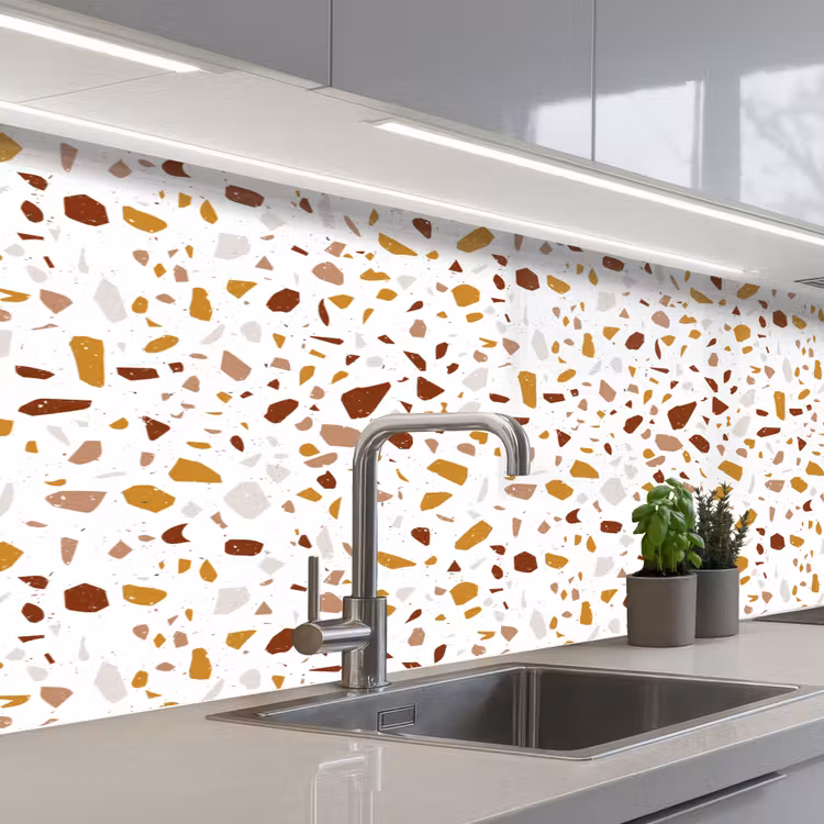 Terrazzo - Patroon - Wit - Urban keuken achterwand 2 middel 871 -3d_schuin