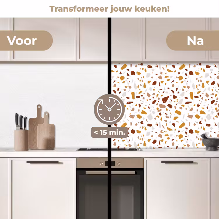 Terrazzo - Patroon - Wit - Urban keuken achterwand 2 middel 871 -voor-na2_NL