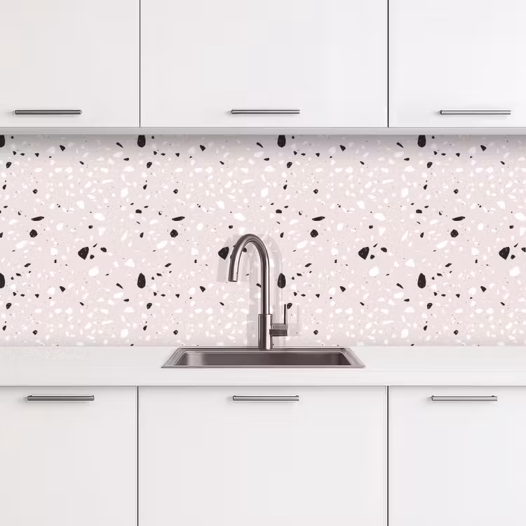 Terrazzo - Patroon - Zacht - Zwart - Wit keuken achterwand 2 middel 871 -3d