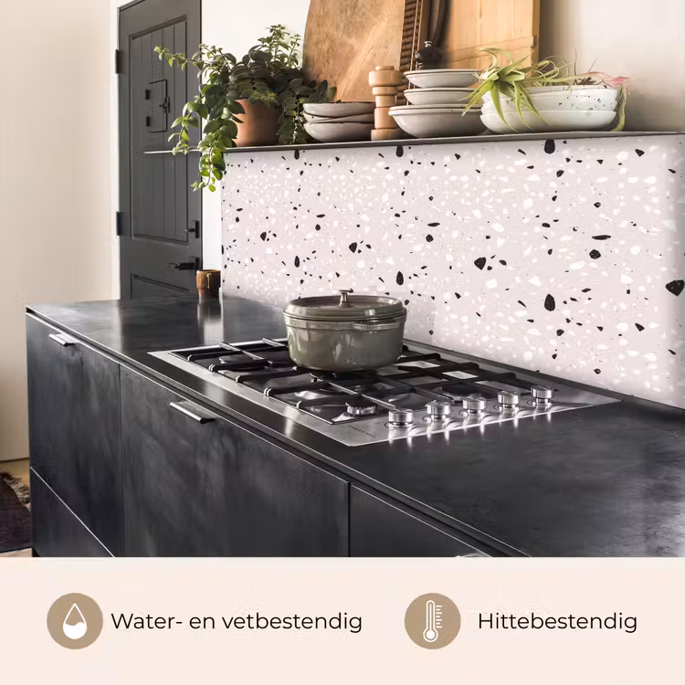 Terrazzo - Patroon - Zacht - Zwart - Wit keuken achterwand 2 middel 871 -usp_NL