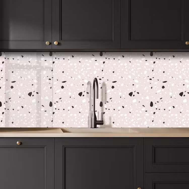 Terrazzo - Patroon - Zacht - Zwart - Wit keuken achterwand 2 middel 871 -sfeer1