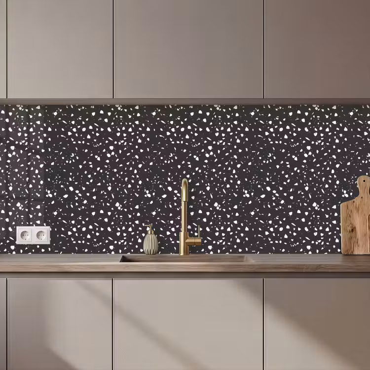 Terrazzo - Patroon - Zwart - Wit keuken achterwand 2 middel 871 zz_3dshopping