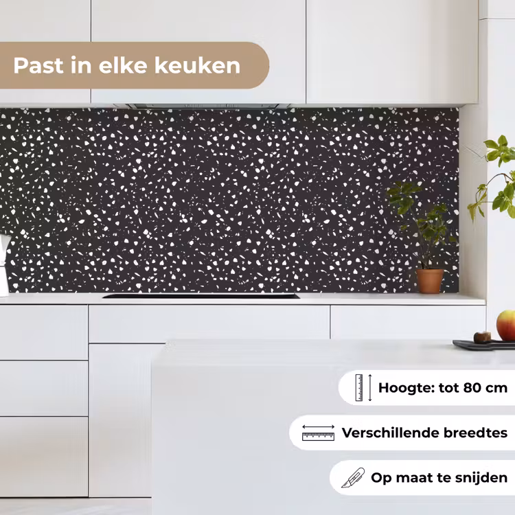 Terrazzo - Patroon - Zwart - Wit keuken achterwand 2 middel 871 -sfeer4_NL