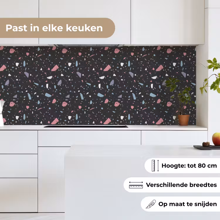 Terrazzo - Patroon - Zwart - Zacht keuken achterwand 2 middel 871 -sfeer4_NL