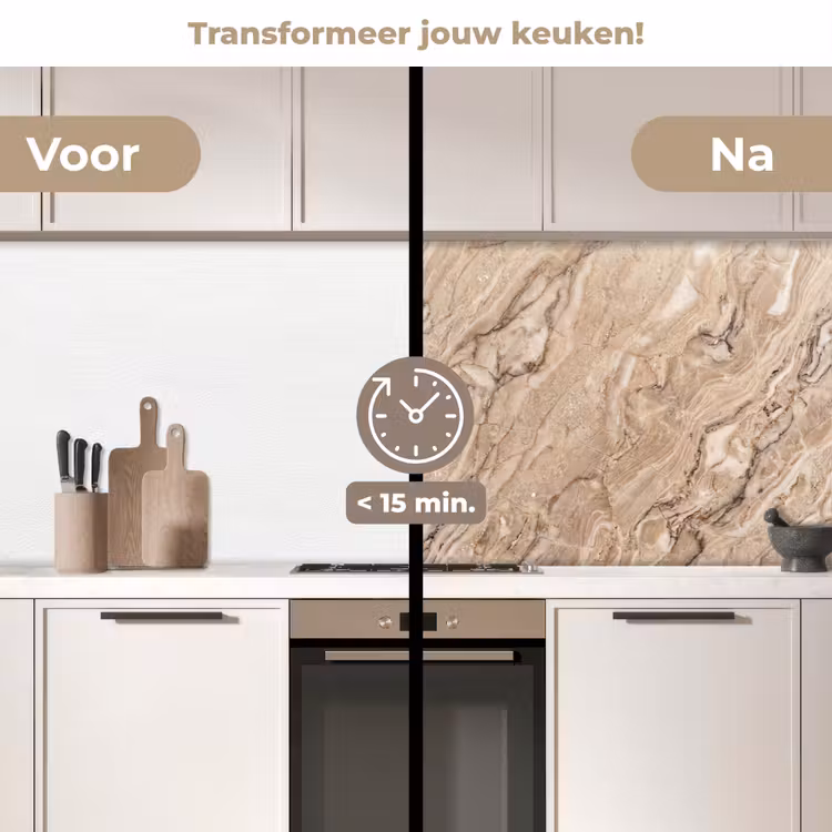 Textuur - Aders - Abstract - Modern - Beige keuken achterwand 2 middel -voor-na2_NL