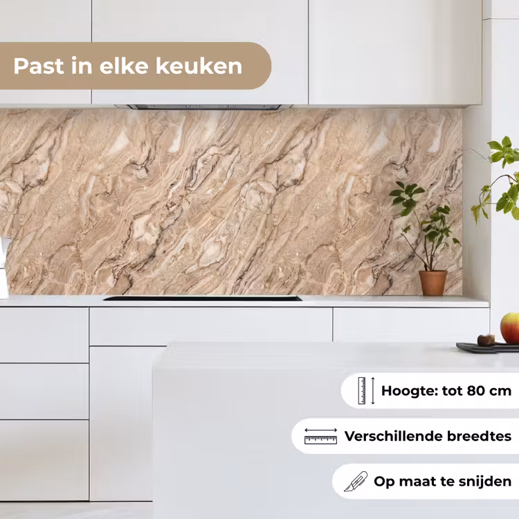 Textuur - Aders - Abstract - Modern - Beige keuken achterwand 2 middel -sfeer4_NL