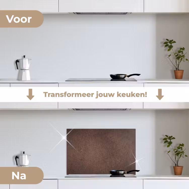 Textuur - Beton - Abstract - Donker - Bruin keuken achterwand spatscherm klein -voor_na_NL