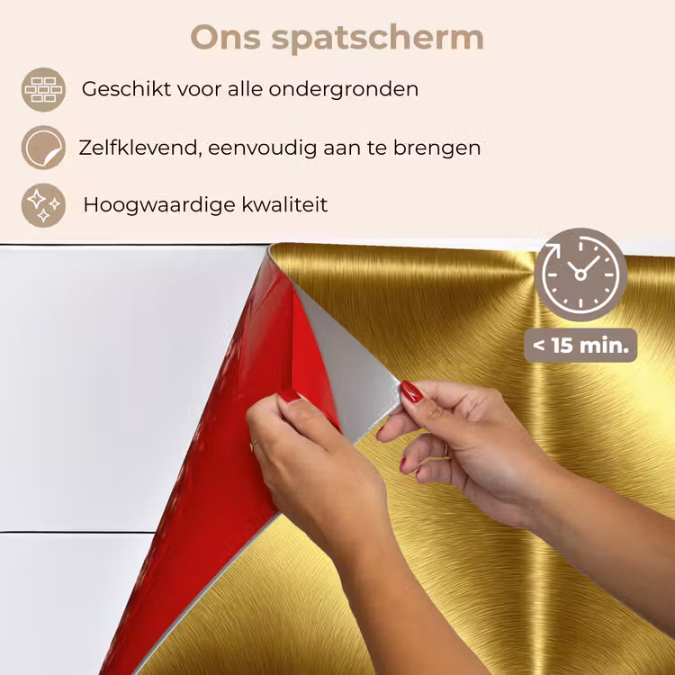 Textuur - Geborsteld Goud - Industrieel - Metallic keuken achterwand spatscherm klein 900 -spatscherm_NL