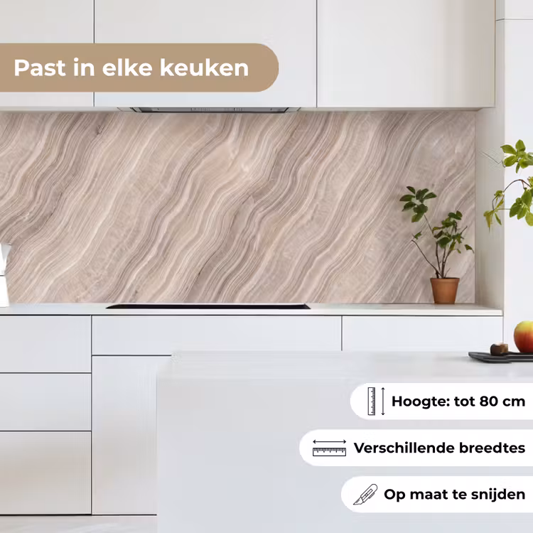 Textuur - Golvend - Abstract - Modern - Beige keuken achterwand 2 middel -sfeer4_NL