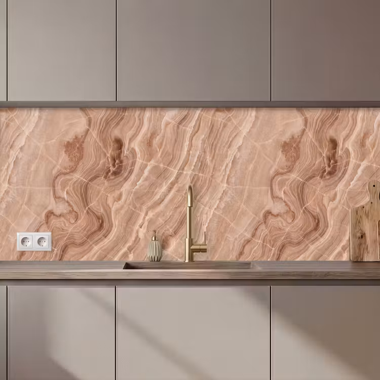 Textuur - Golvend - Abstract - Warm - Bruin keuken achterwand 2 middel zz_3dshopping