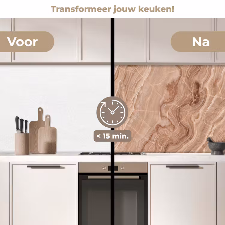 Textuur - Golvend - Abstract - Warm - Bruin keuken achterwand 2 middel -voor-na2_NL