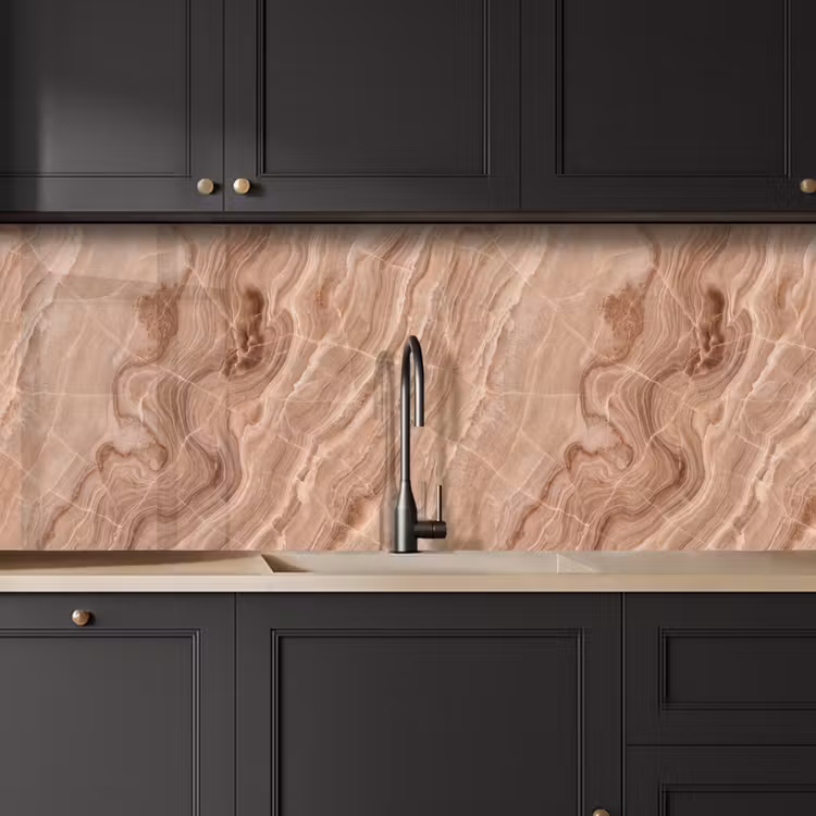 Textuur - Golvend - Abstract - Warm - Bruin keuken achterwand 2 middel -sfeer1