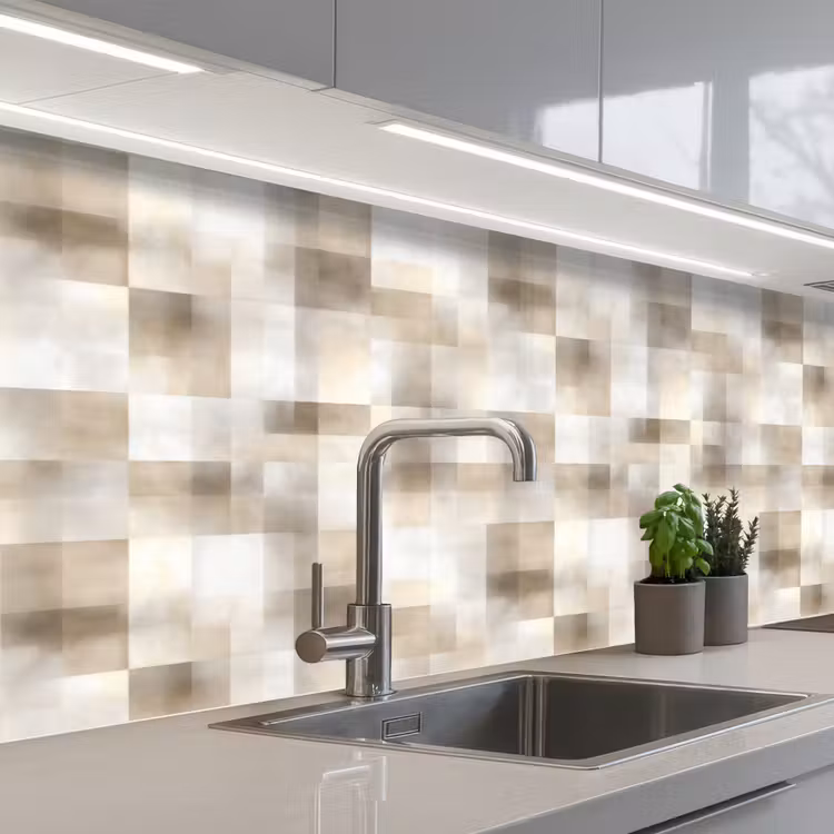 Textuur - Linnen - Beige keuken achterwand 2 middel 871 -3d_schuin
