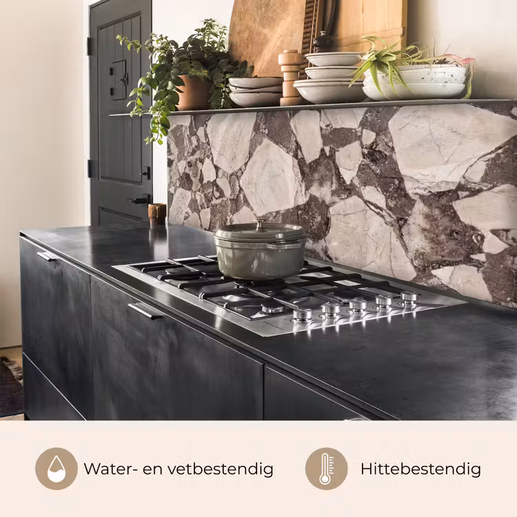 Textuur - Marmer - Abstract - Beige - Bruin keuken achterwand 2 middel -usp_NL