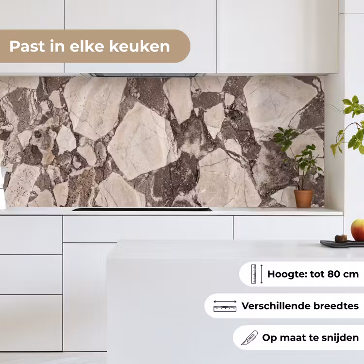 Textuur - Marmer - Abstract - Beige - Bruin keuken achterwand 2 middel -sfeer4_NL
