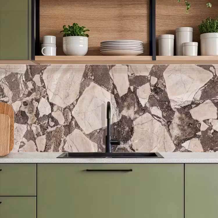 Textuur - Marmer - Abstract - Beige - Bruin keuken achterwand 2 middel -sfeer3