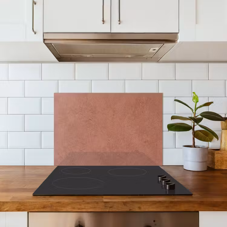 Textuur - Roodbruin - Grof - Modern keuken achterwand spatscherm klein -sfeer2