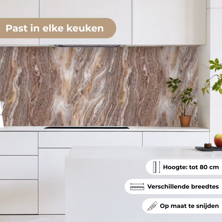 Textuur - Steen - Abstract - Beige keuken achterwand 2 middel -sfeer4_NL