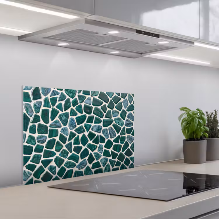 Textuur - Steen - Groen - Abstract - Patroon keuken achterwand spatscherm klein -3d_schuin