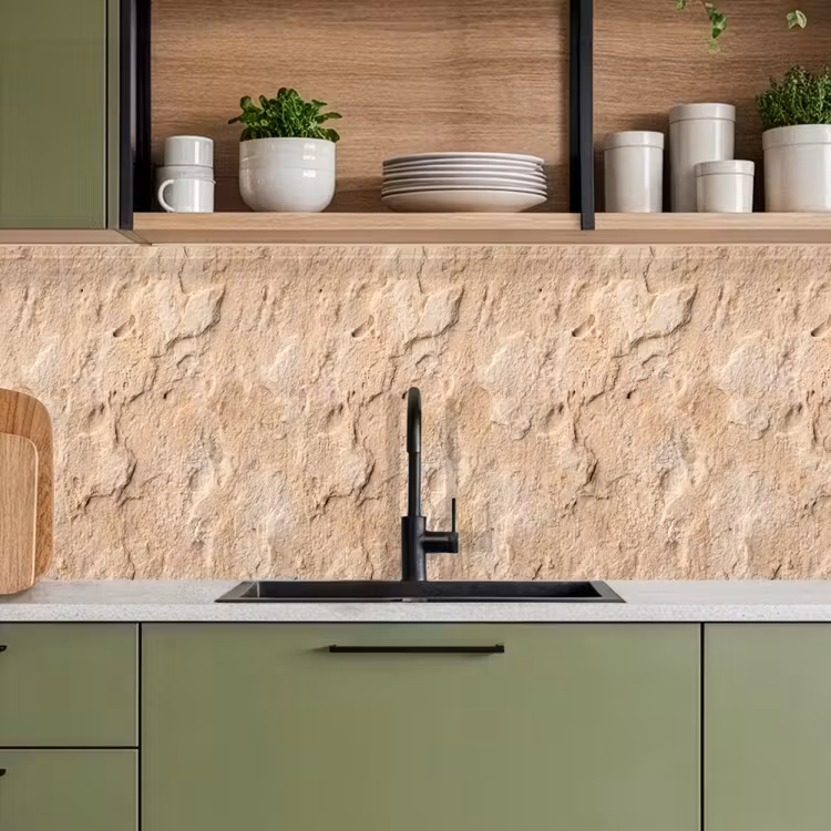 Textuur - Steen - Natuur - Beige keuken achterwand 2 middel -sfeer3