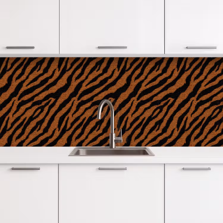 Tijger - Vacht - Zwart keuken achterwand 2 middel 871 -3d