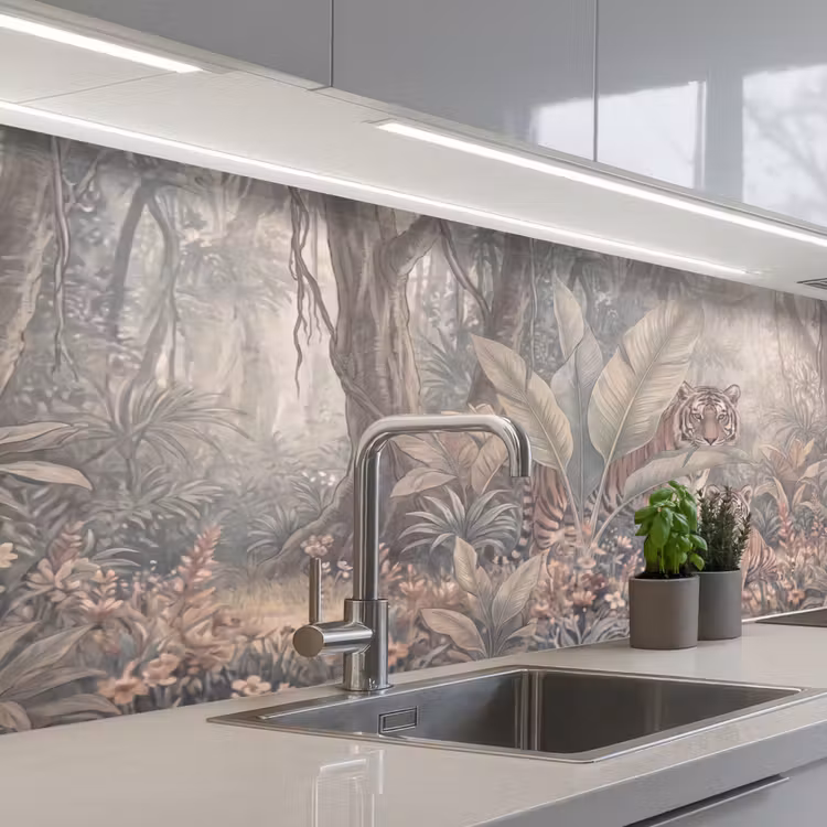 Tijger - Welp - Jungle - Illustratie - Dieren keuken achterwand 2 middel -3d_schuin
