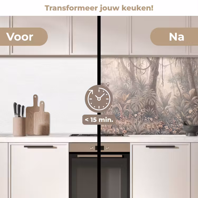 Tijger - Welp - Jungle - Illustratie - Dieren keuken achterwand 2 middel -voor-na2_NL