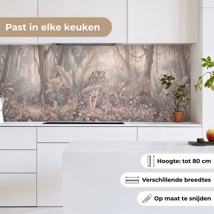 Tijger - Welp - Jungle - Illustratie - Dieren keuken achterwand 2 middel -sfeer4_NL
