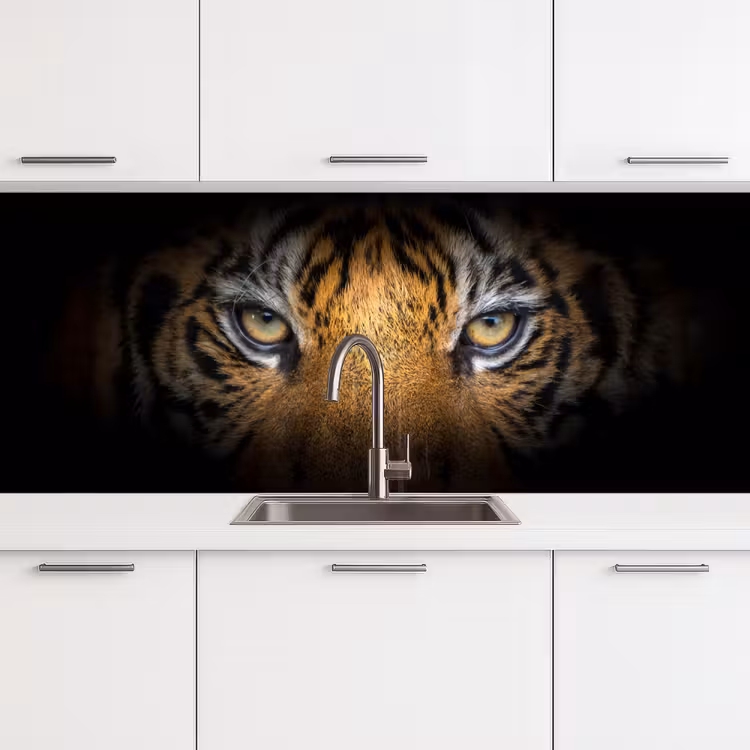 Tijger - Zwart - Dier keuken achterwand 2 middel -3d