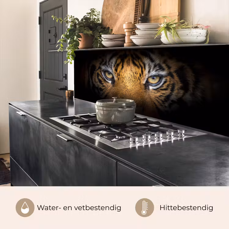 Tijger - Zwart - Dier keuken achterwand 2 middel -usp_NL