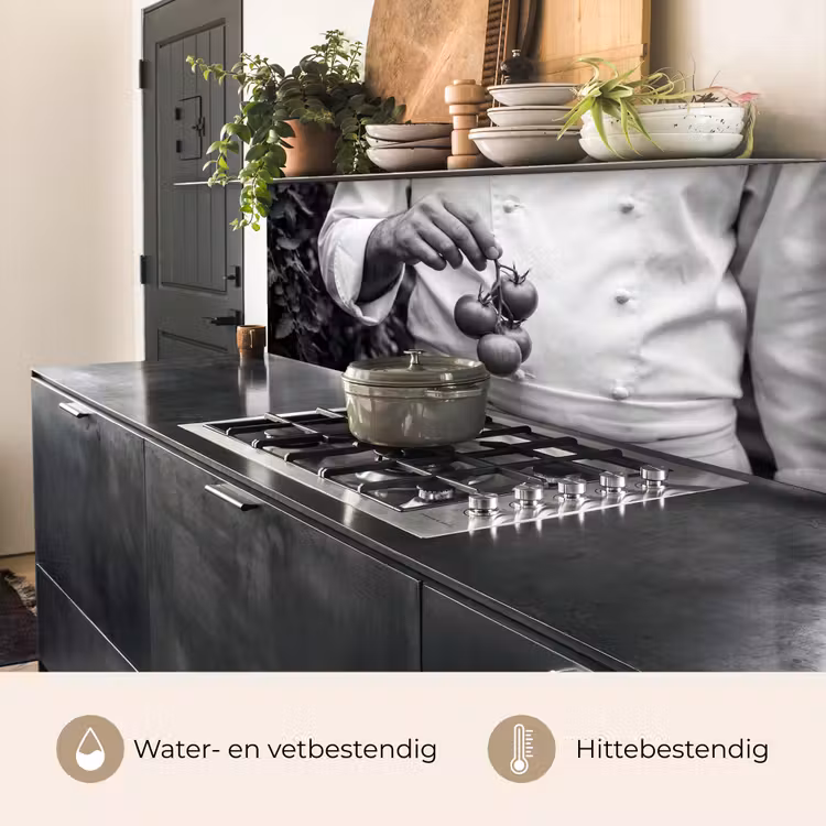 Tomaten - Chef - Zwart - Wit keuken achterwand 2 middel -usp_NL