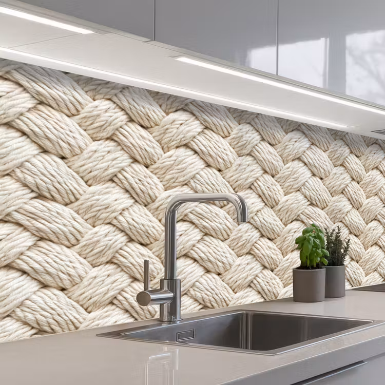 Touw - Gebreid - Beige keuken achterwand 2 middel 871 -3d_schuin