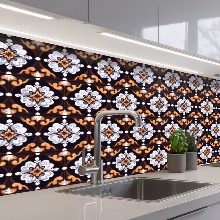 traditioneel - Element - Kleurrijk keuken achterwand 2 middel 871 -3d_schuin