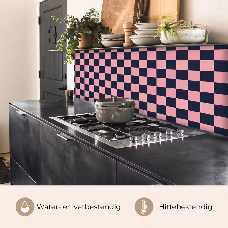 Traditioneel - Patroon - Blauw - Roze keuken achterwand 2 middel 871 -usp_NL