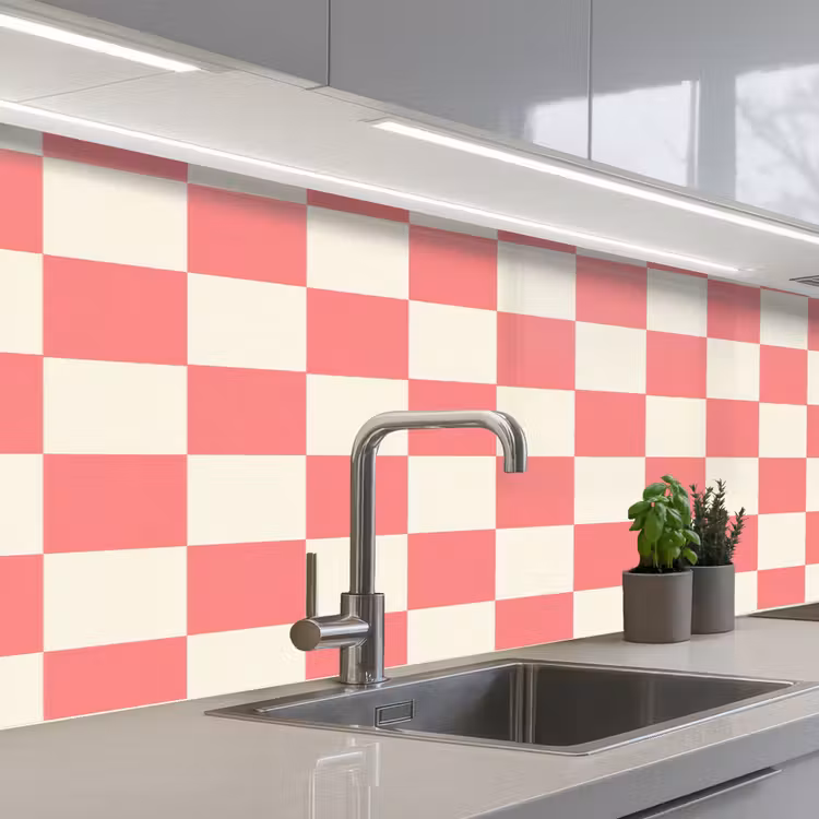 Traditioneel - Patroon - Roze keuken achterwand 2 middel 871 -3d_schuin