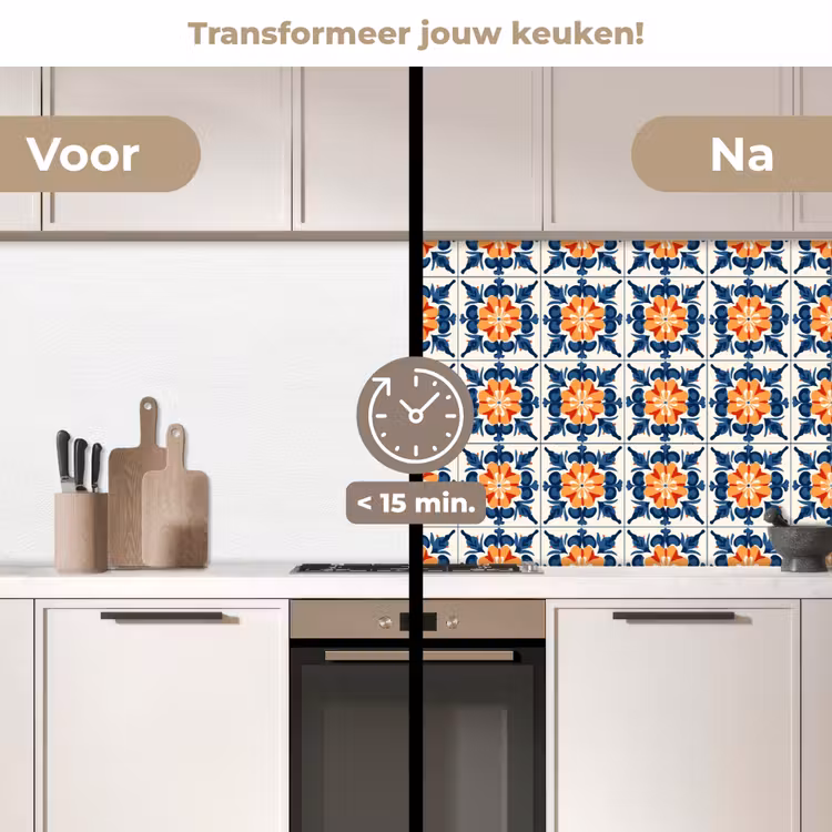 Traditioneel - Tegel - Oranje keuken achterwand 2 middel 871 -voor-na2_NL