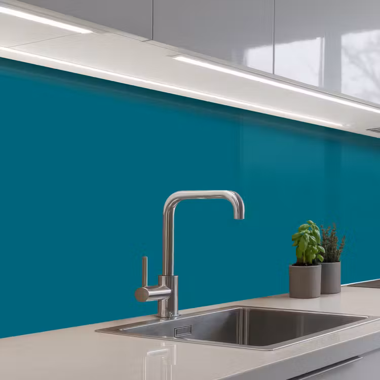 Tropical - Peacock - Blauw keuken achterwand 2 middel 871 -3d_schuin