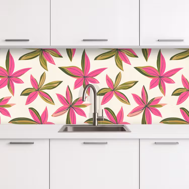 Tropisch - Bloem - Roze keuken achterwand 2 middel 871 -3d