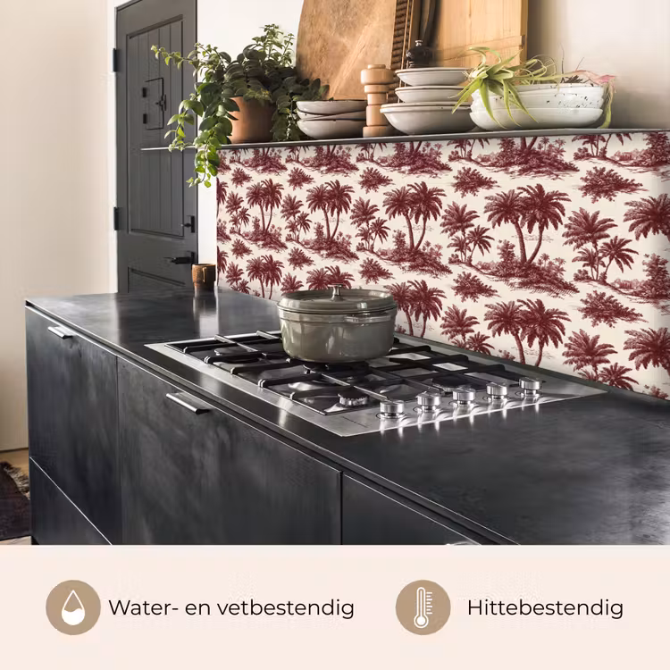 Tropisch - Geometrisch - Bordeauxrood keuken achterwand 2 middel 871 -usp_NL