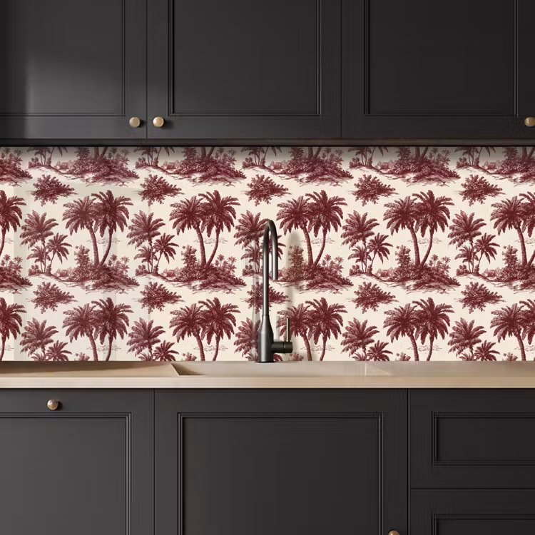 Tropisch - Geometrisch - Bordeauxrood keuken achterwand 2 middel 871 -sfeer1