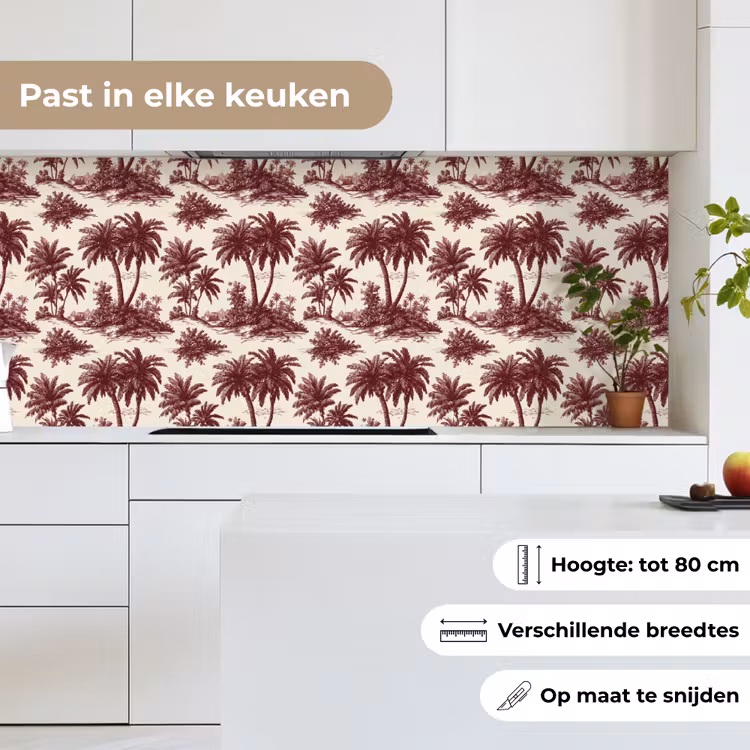 Tropisch - Geometrisch - Bordeauxrood keuken achterwand 2 middel 871 -sfeer4_NL